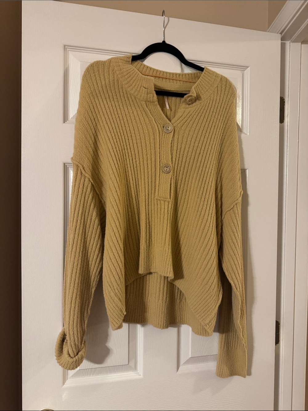 Free People Ribbed Button Henley Sweater